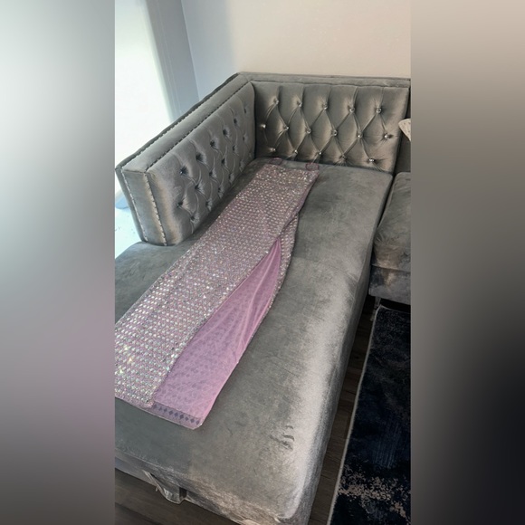 Embellished Square Neck Evening Gown in Lilac - Picture 9 of 12